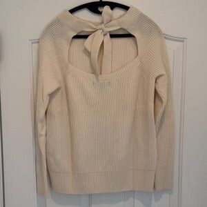 Banana Republic Open Back Cream Sweater with Bow Accent